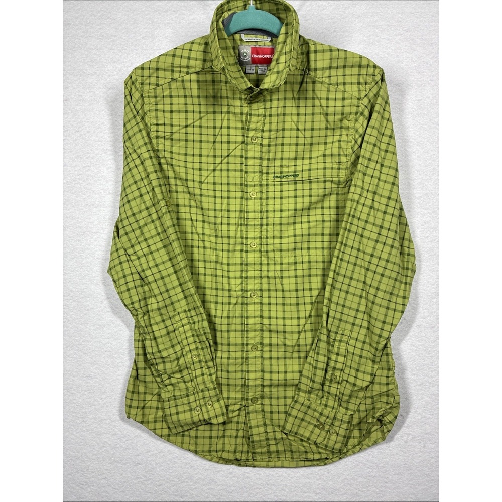 Craghoppers Nosilife‎ Insect Shield Green Plaid Small Long Sleeve Button Up Mens